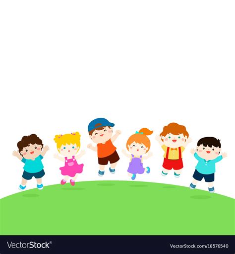 Blank template happy school multiracial children Vector Image