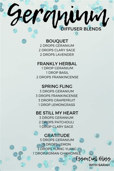 Geranium Diffuser Blends | Essential oil diffuser recipes, Essential ...