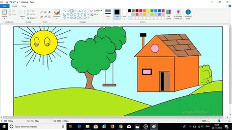 How to Draw small House using MS paint|kids drawing| Small House - YouTube