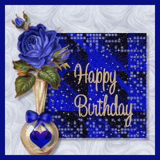 Happy Birthday blue glitter :: Happy Birthday :: MyNiceProfile.com