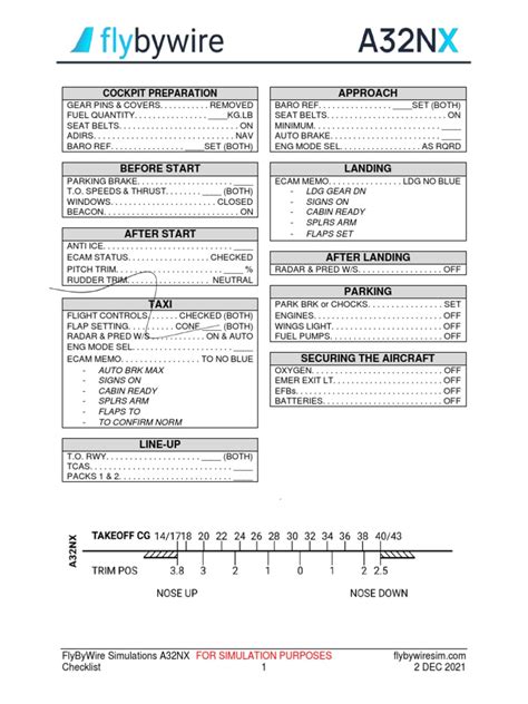 FBW A32NX Checklist | PDF