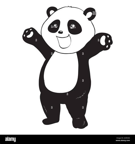 Cute panda sketch. Simple panda bear icon or logo design. Black and ...