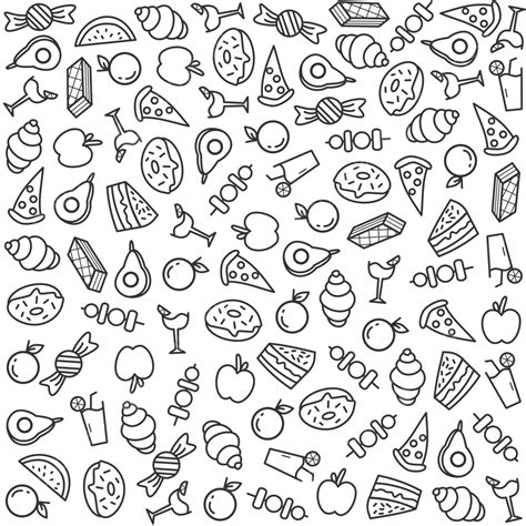 Food Doodle Set Illustration Vector Collection, Food Drawing, Rat ...