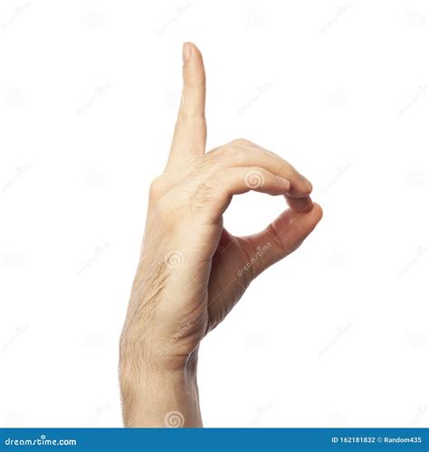 Finger Spelling Letter D in Sign Language on White Background. ASL ...