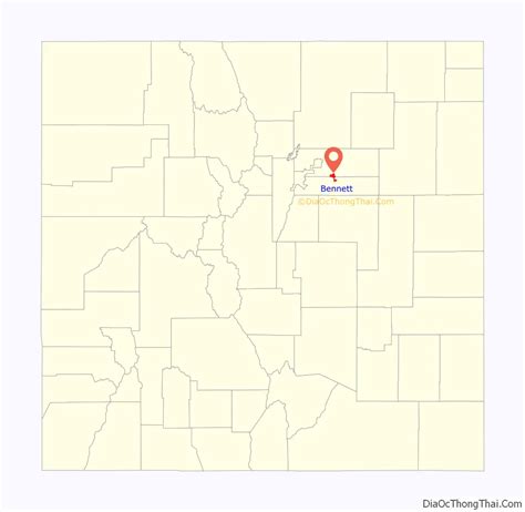 Map of Bennett town, Colorado - Thong Thai Real