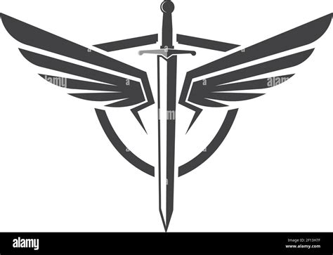 sword wings logo icon vector illustration design template Stock Vector ...