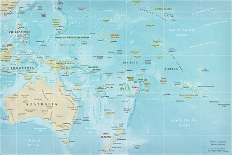 Physical Map of Oceania 2009 - Full size