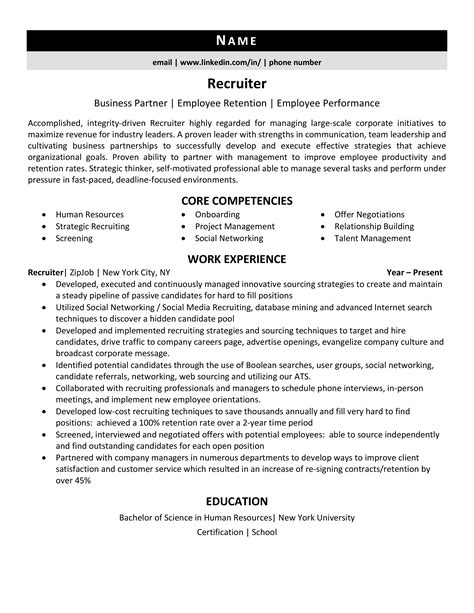 Recruiter Resume Template