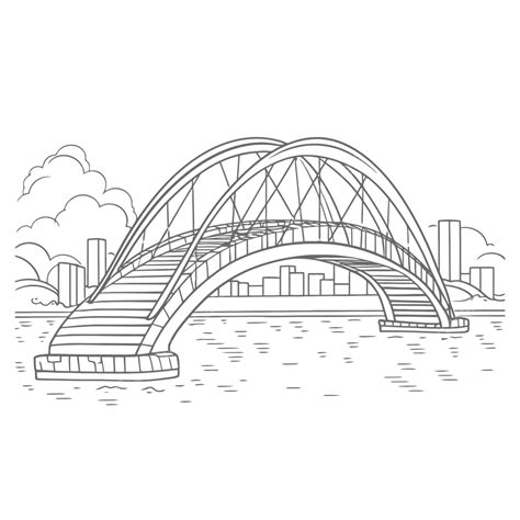 An Outline Drawing Of The Bridge Over Water Sketch Vector, Wing Drawing ...