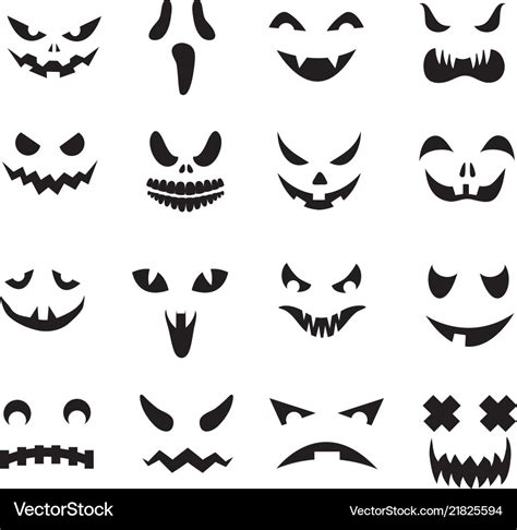 Pumpkin faces halloween jack o lantern face Vector Image