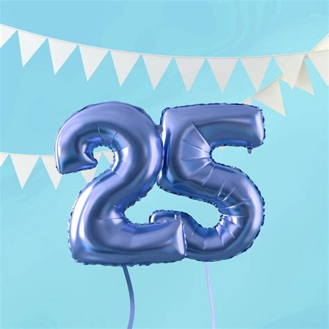 Premium Photo | Happy 25th birthday party celebration blue balloon and ...