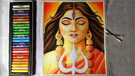 Durga Maa drawing oil pastel easy || Maa Durga face painting. - YouTube