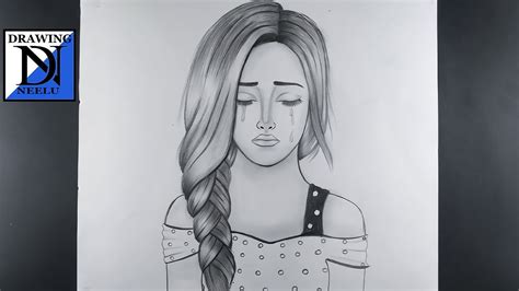 Girl sad face drawing || easy drawing for girls || drawing for girls ...