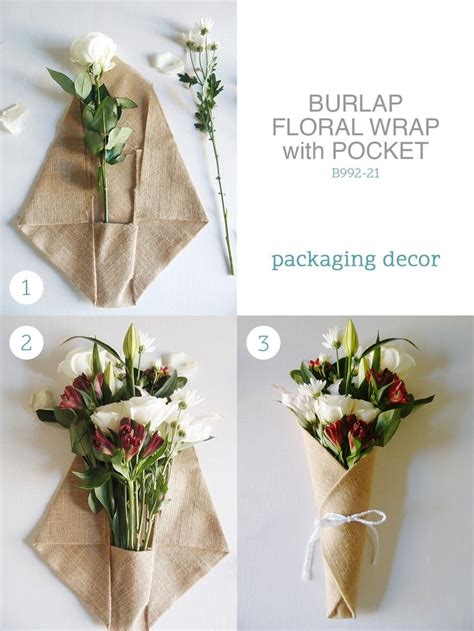 14" x 20.75" Burlap Floral Wrap with Pocket | Rustic bouquet wrap ...