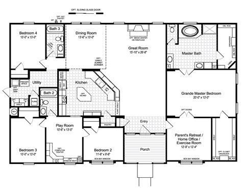 4 Bed 3 Bath Manufactured Home Floor Plans - PeaceYou