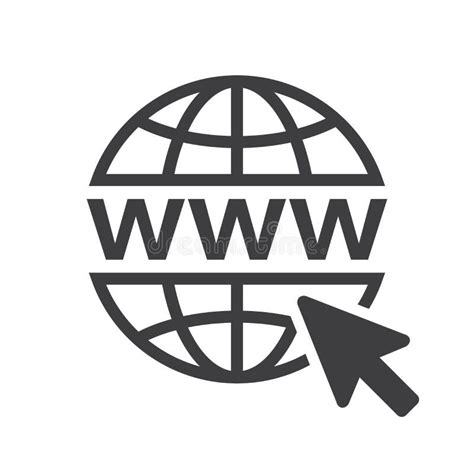 Black Website Www Icon with Wireframe Globe on White Background Stock ...