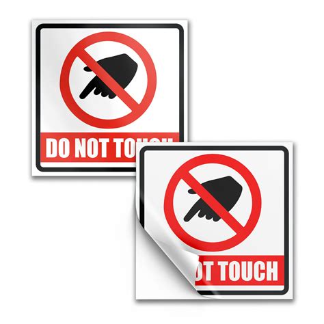 Buy 2 PC Do Not Touch Stickers - 4x4 Vinyl Don't Touch Sign - Do Not ...