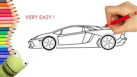 3D Sports Lamborghini Car drawing - how to draw car? (VERY EASY) | Easy ...