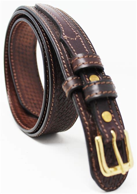 AFFILARE Mens Western RANGER BELT Tooled Leather Basket Weave BLK TAN ...