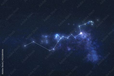 Hydra constellation stars in outer space. Hydra constellation lines ...