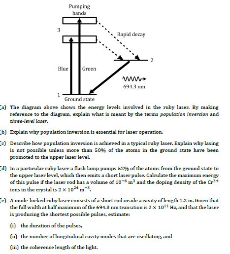 Solved (a) The diagram above shows the energy levels | Chegg.com