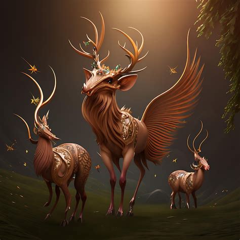 Premium AI Image | Magical creatures in forest