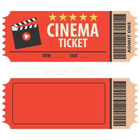 Vector Red Cinema Ticket Isolated on White Background. Cinema Ticket ...