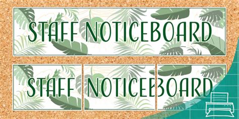 Staff Noticeboard Banner | Classroom Display | Tropical Leaf