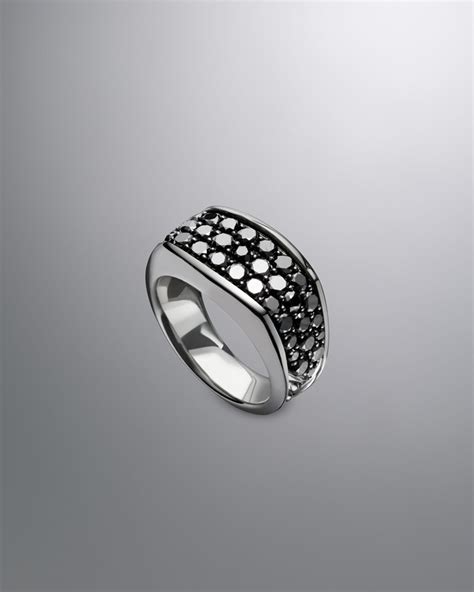 David Yurman Chevron Ring, Pave Black Diamond in Silver for Men | Lyst