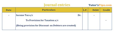 Journal Entry For Income Tax Provision