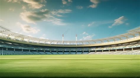 3d Illustration Of A Cricket Stadium With A Front View And Lush Green ...