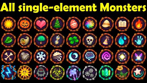 All single-element Monsters (My Singing Monsters) 4k - YouTube