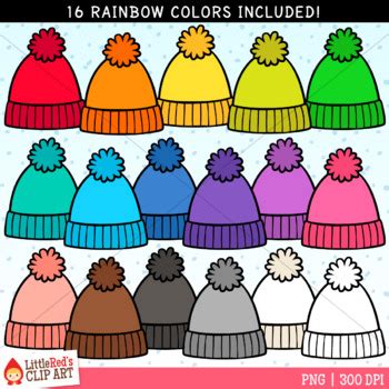 Rainbow Winter Hats Clip Art by LittleRed | TPT