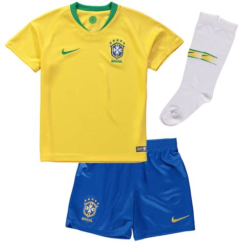 Brazil National Team Nike Youth 2018 Home Stadium Jersey Kit – Gold