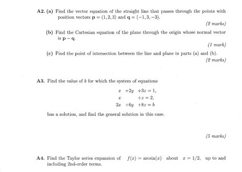 Solved A2. (a) Find the vector equation of the straight line | Chegg.com