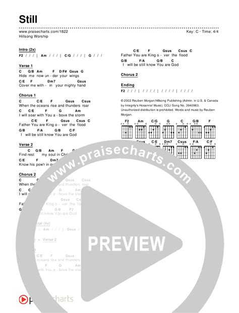 Still Chord Chart (Editable) - Hillsong Worship | PraiseCharts