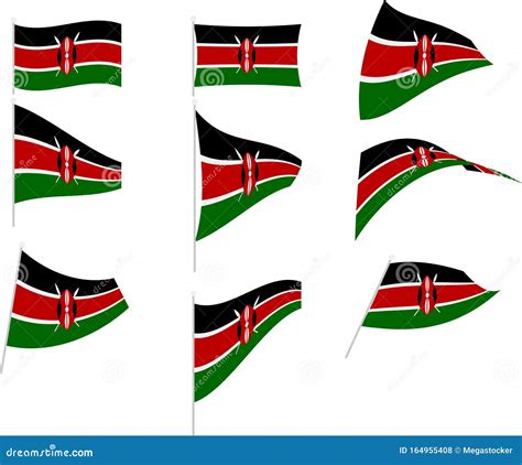 Vector Illustration of Set with Kenya Flag Stock Vector - Illustration ...