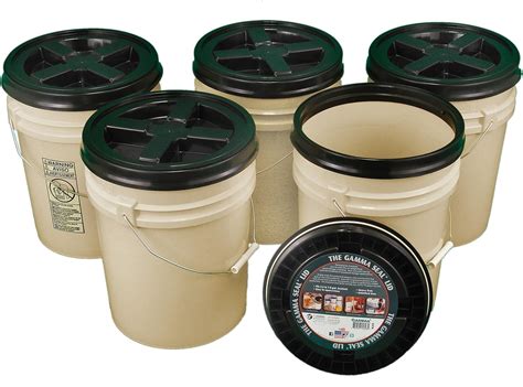 Amazon.com : Bucket Kit, Five 90 mil Tan 5 Gallon Buckets with Black ...