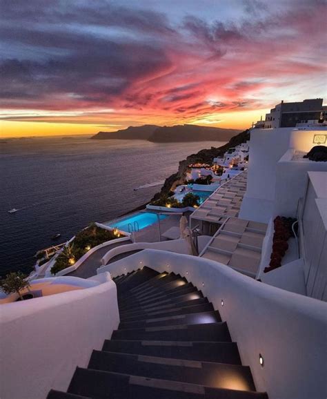 Hotels • Resorts • Travel on Instagram: “Sunset view 🌅 📍 Santorini ...