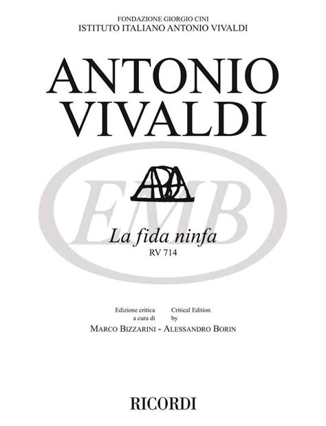 Vivaldi, Antonio: La Fida Ninfa RV 714 / Critical edition by Alessandro ...