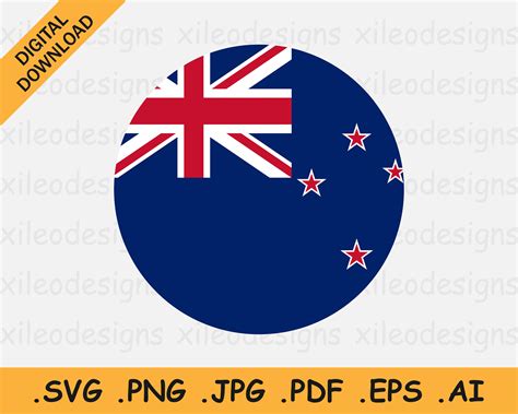 New Zealand Round Flag SVG Kiwi Circle Banner, National Circular Button ...