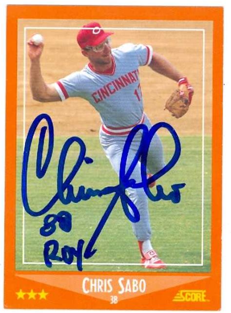 Chris Sabo autographed baseball card (Cincinnati Reds) 1988 Score ...