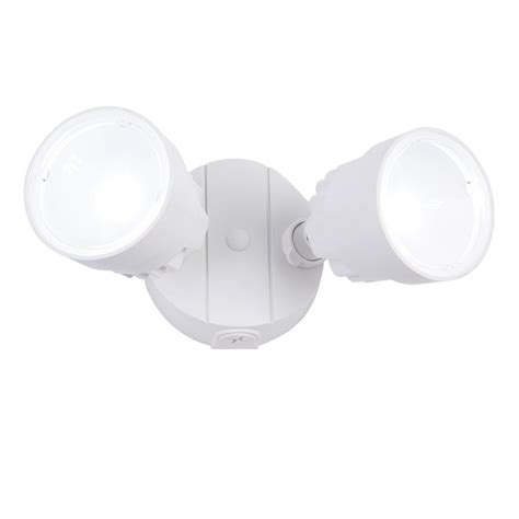 LUTEC 2-Light White Outdoor Integrated LED Wall or Eave Mount Flood ...