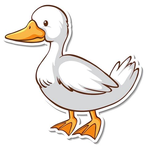 Free Vector | Sticker design with a white duck isolated