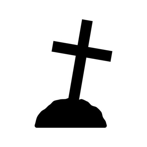 Premium Vector | Lopsided black sinister cross on grave silhouette