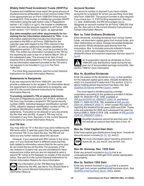 Download Instructions for IRS Form 1099-DIV Dividends and Distributions ...