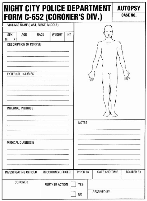 Blank Autopsy Report Template