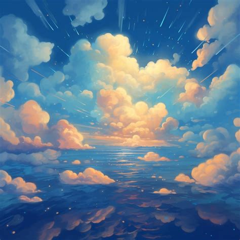 Premium AI Image | Painting of a beautiful sky with clouds and stars ...