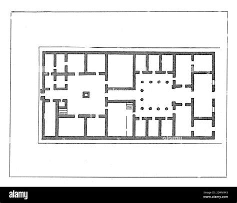 19th-century illustration of a floor plan of ancient Greek house ...