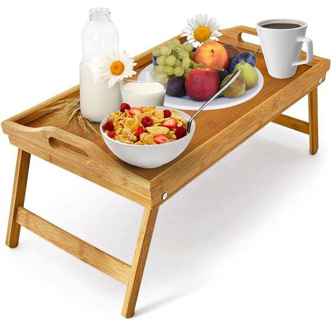 Buy KLASS Bamboo Bed Tray Table with Foldable Legs, Multipurpose ...